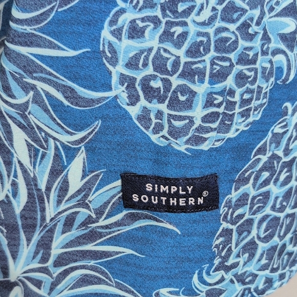 Simply Southern Blue Pineapple Casual Button Down Shirt - Picture 4 of 7